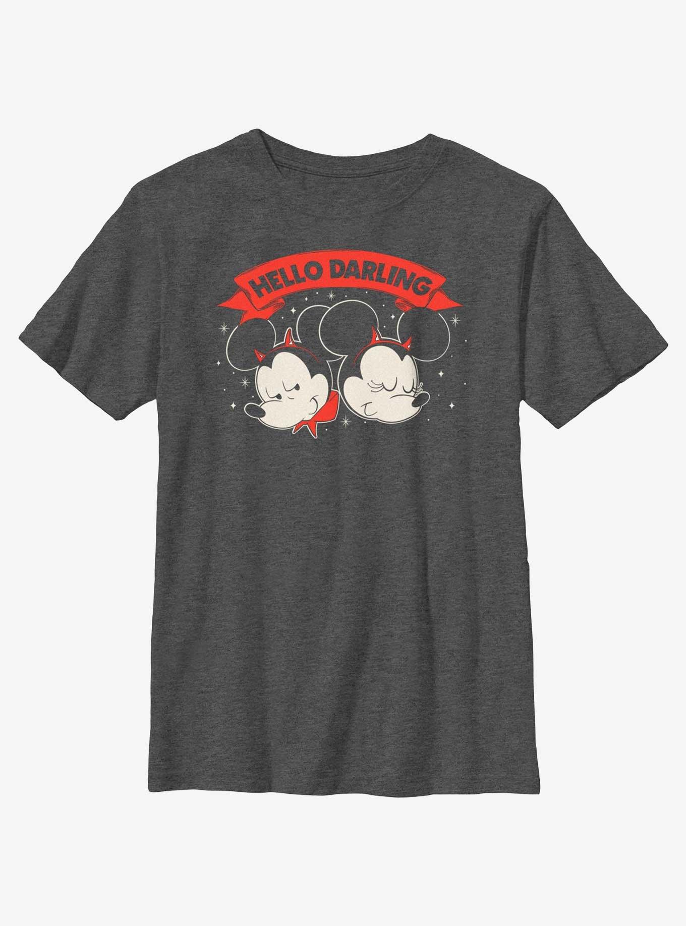 Disney Mickey Mouse Hello Darling Youth T-Shirt, CHAR HTR, hi-res