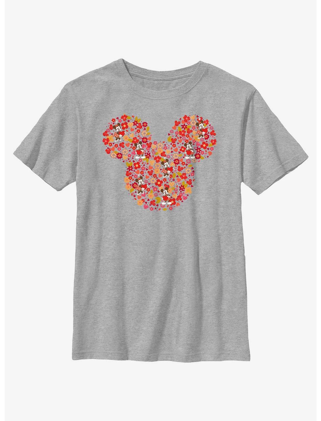 Disney Mickey Mouse Mickey Flowers Youth T-Shirt, ATH HTR, hi-res