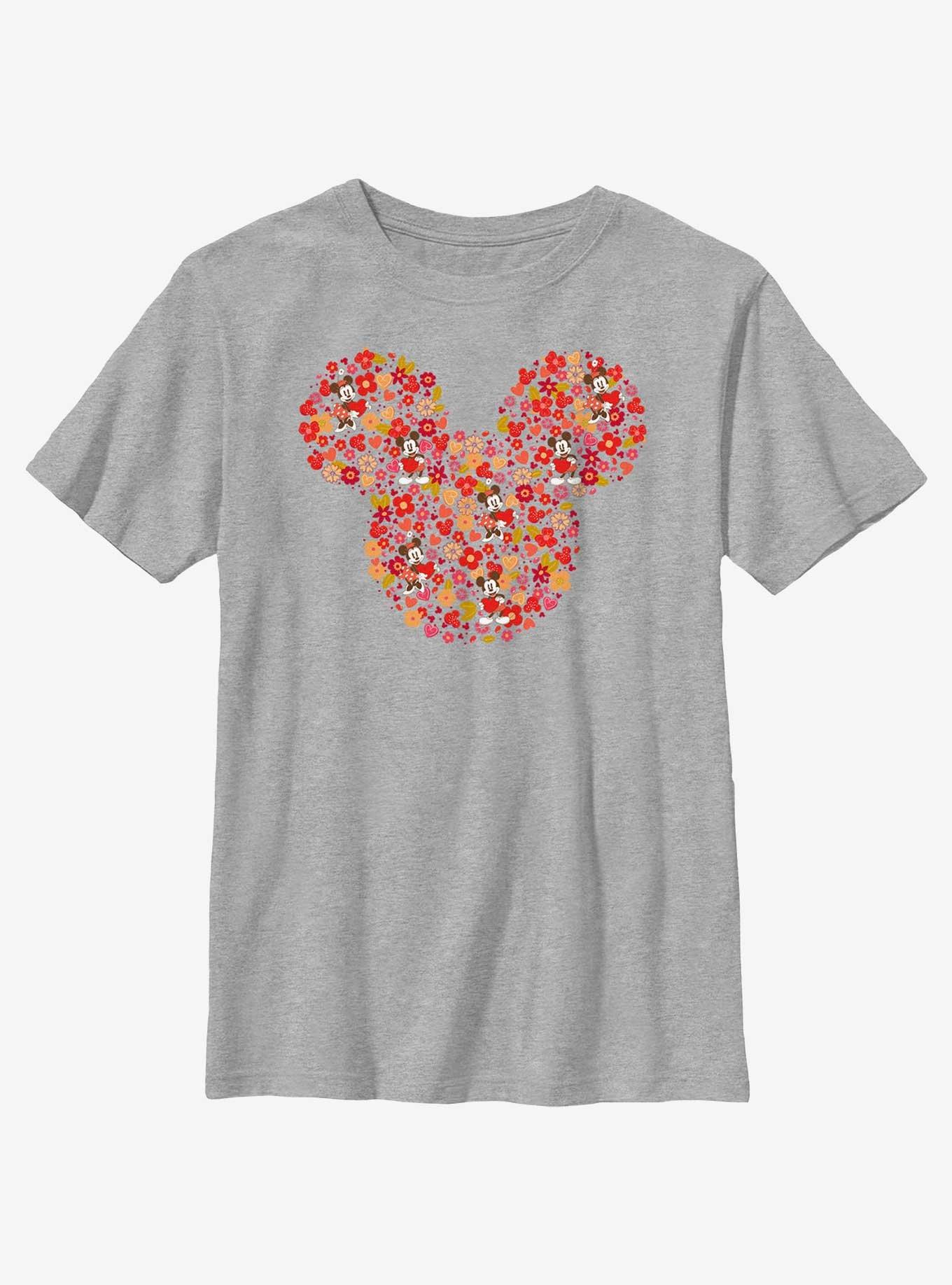 Disney Mickey Mouse Mickey Flowers Youth T-Shirt, ATH HTR, hi-res