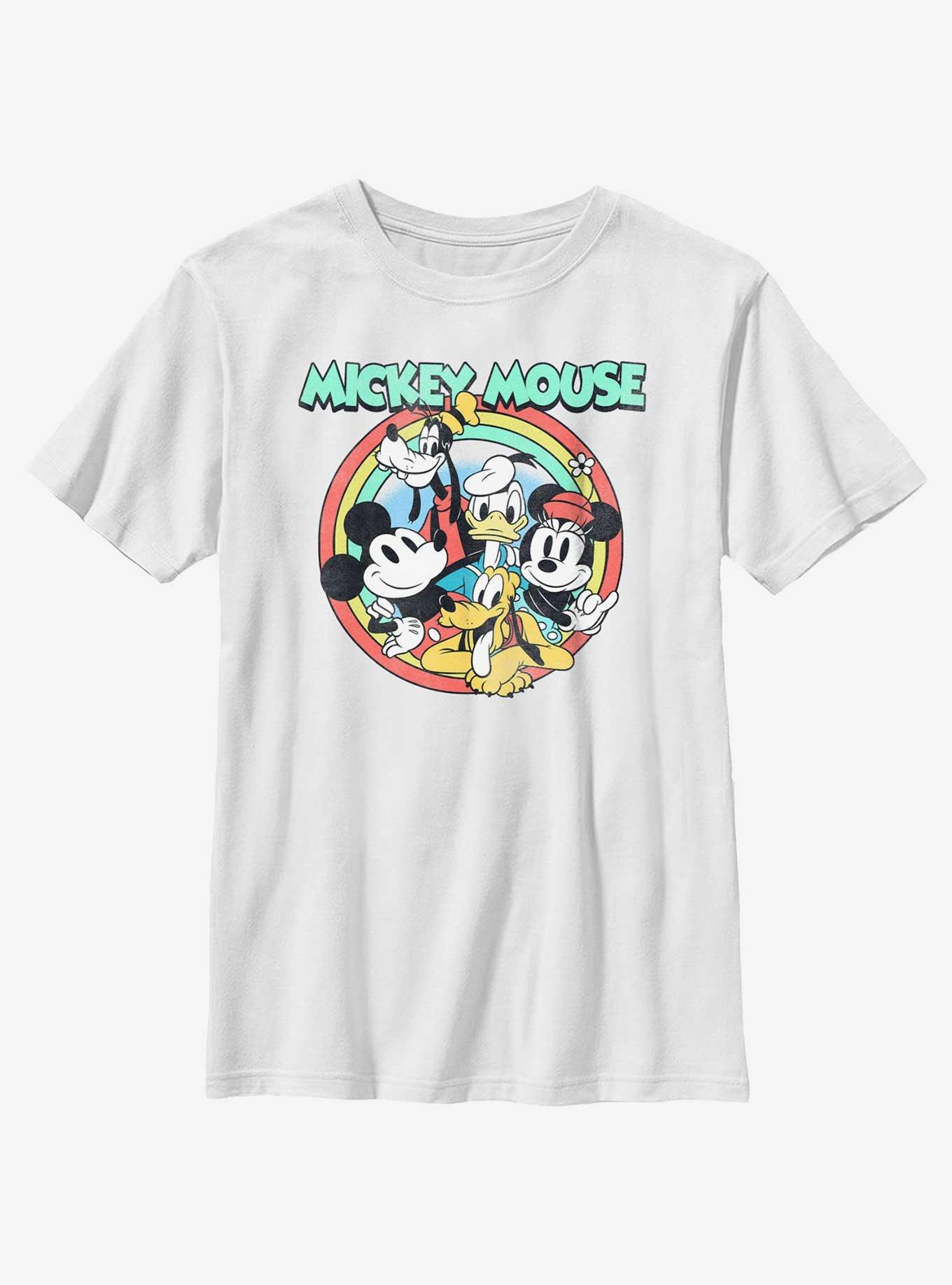 Disney Mickey Mouse Micky Group Pose Youth T-Shirt, WHITE, hi-res