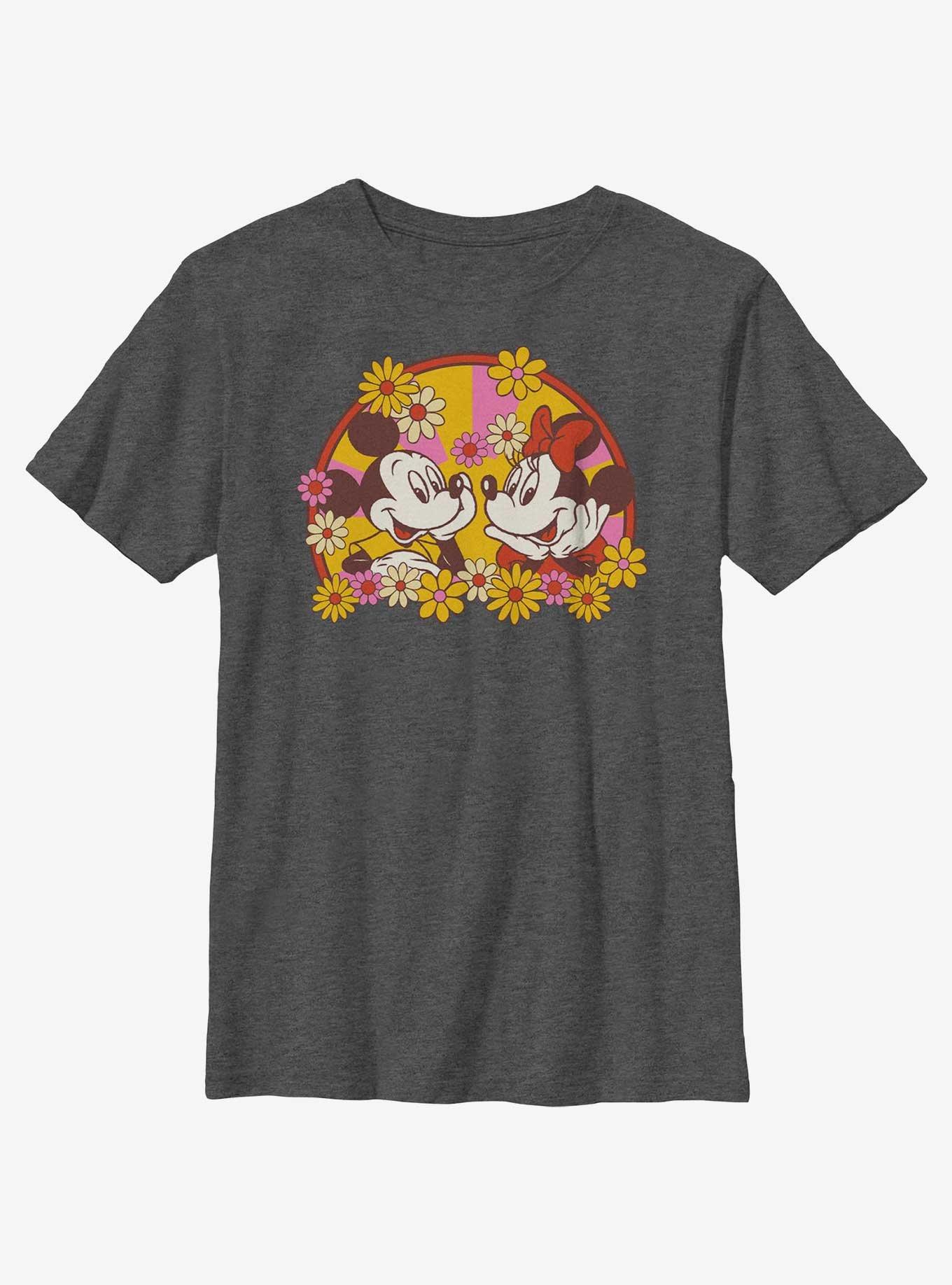 Disney Mickey Mouse Mickey & Minnie Spring Bloom Youth T-Shirt, CHAR HTR, hi-res