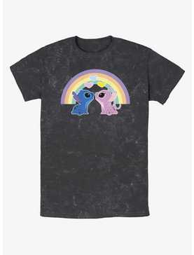 Disney Lilo & Stitch Angel & Stitch Love Under The Rainbow Mineral Wash T-Shirt, , hi-res