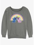Disney Lilo & Stitch Angel & Stitch Love Under The Rainbow Womens Slouchy Sweatshirt, GRAY HTR, hi-res