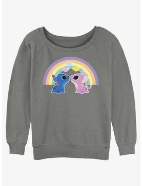 Disney Lilo & Stitch Angel & Stitch Love Under The Rainbow Womens Slouchy Sweatshirt, , hi-res