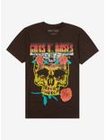 Guns N' Roses Skull Boyfriend Fit Girls T-Shirt, BROWN, hi-res