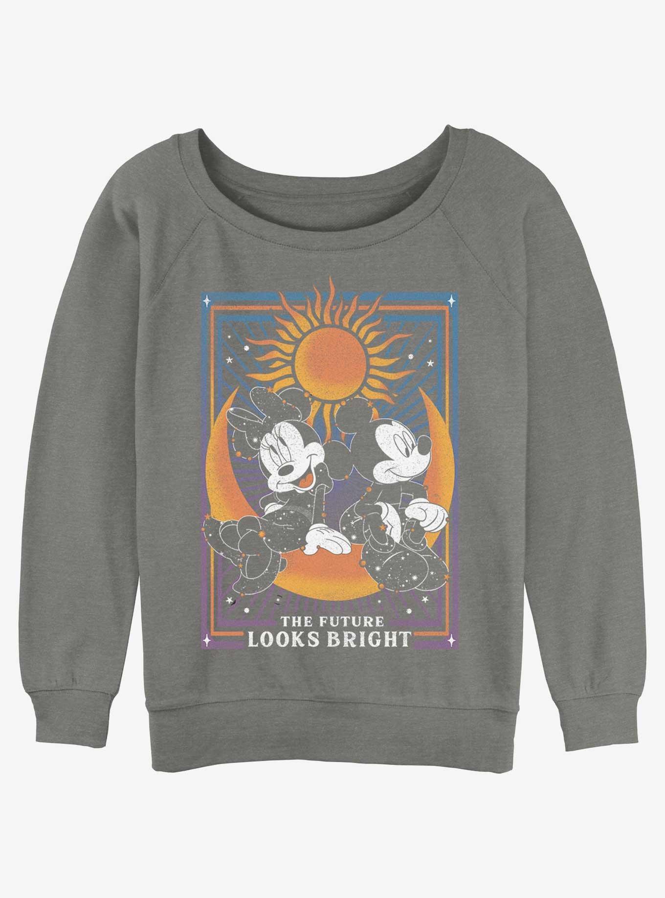 Disney Mickey Mouse The Future Looks Bright Womens Slouchy Sweatshirt, GRAY HTR, hi-res