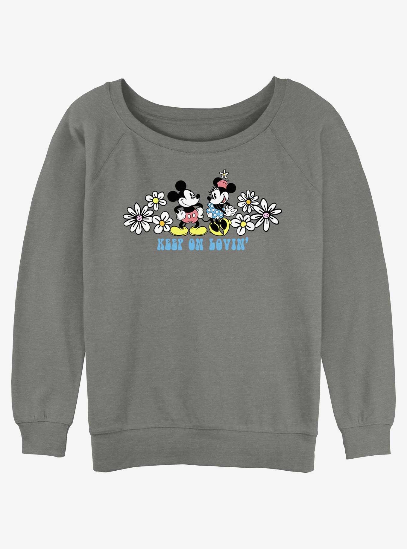 Disney Mickey Mouse Keep On Lovin' Womens Slouchy Sweatshirt, GRAY HTR, hi-res