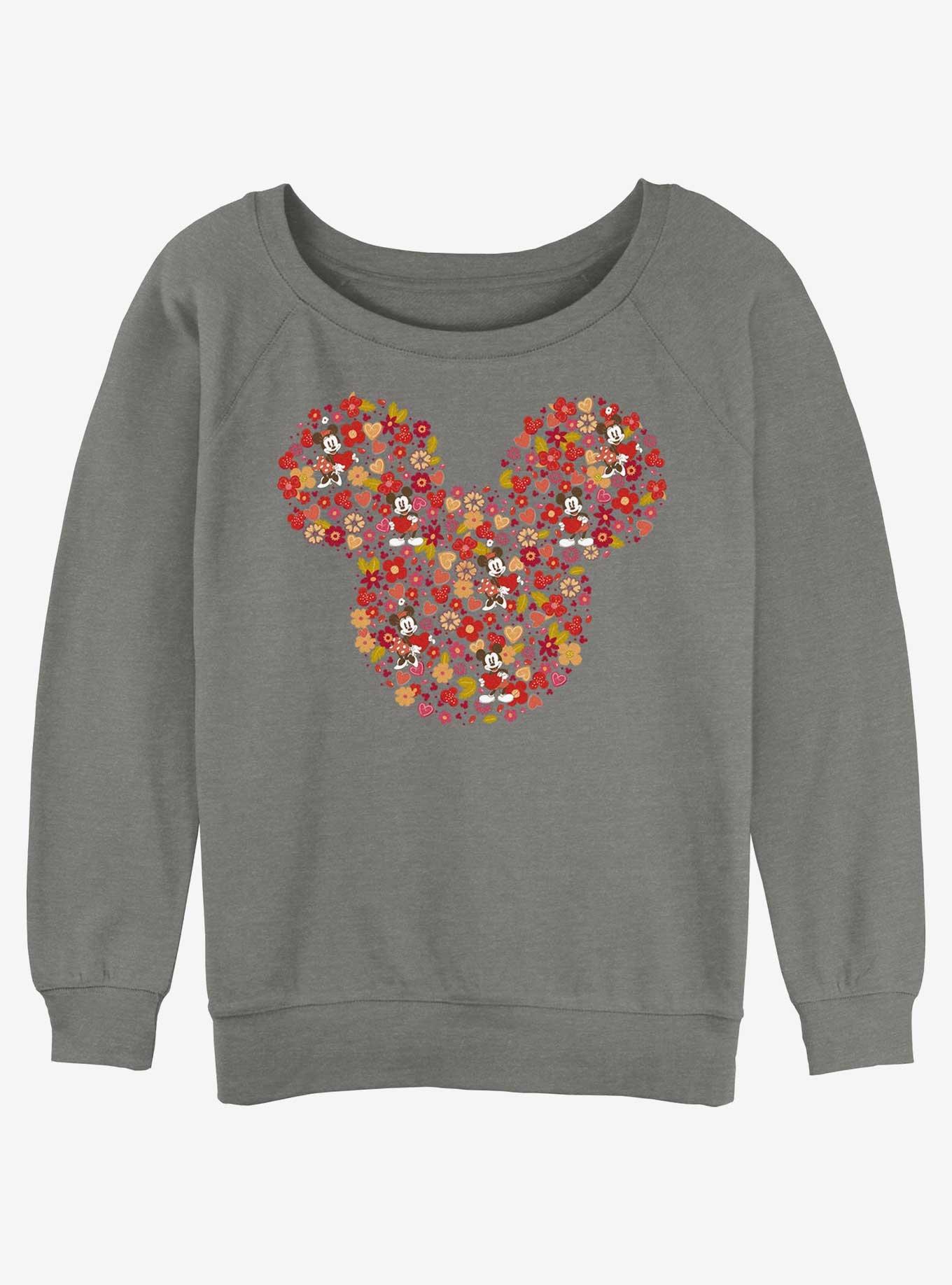 Disney Mickey Mouse Mickey Flowers Womens Slouchy Sweatshirt, , hi-res