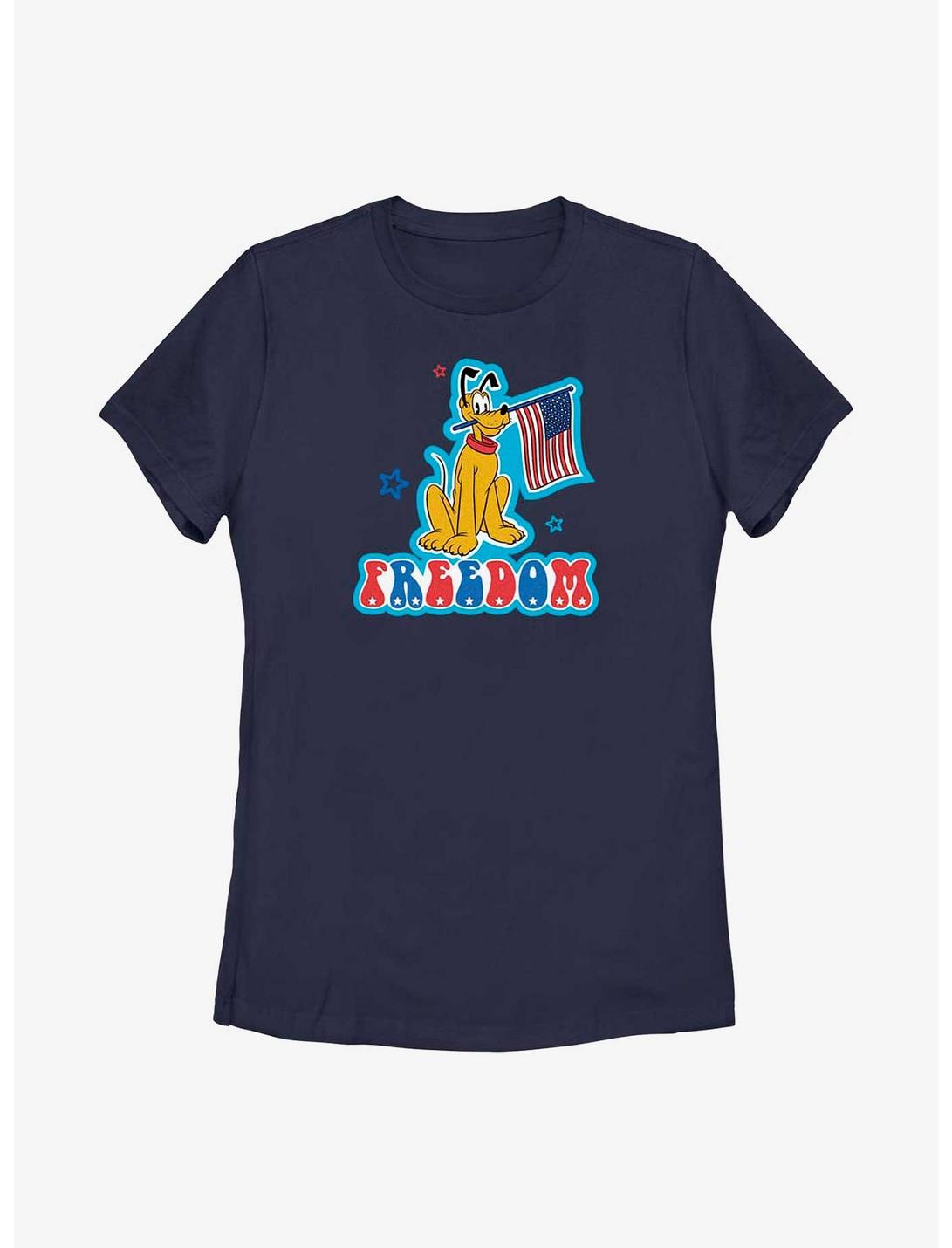 Disney Mickey Mouse Pluto Freedom Badge Womens T-Shirt, NAVY, hi-res
