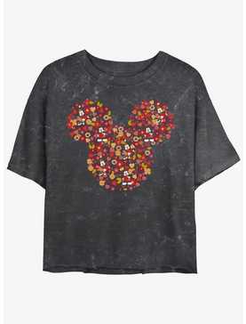 Disney Mickey Mouse Mickey Flowers Mineral Wash Womens Crop T-Shirt, , hi-res