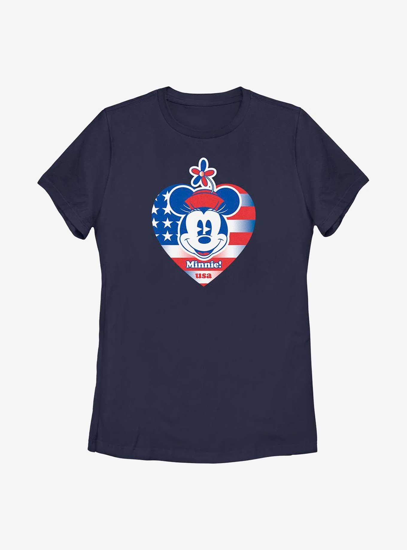 Disney Minnie Mouse Minnie Usa Heart Womens T-Shirt, NAVY, hi-res