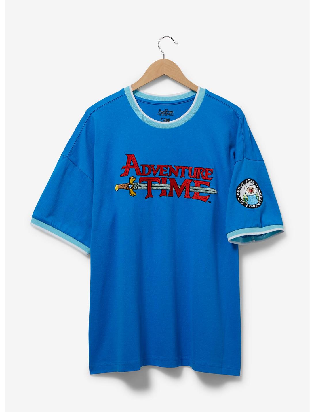 Adventure Time Logo Ringer T-Shirt - BoxLunch Exclusive, BLUE, hi-res