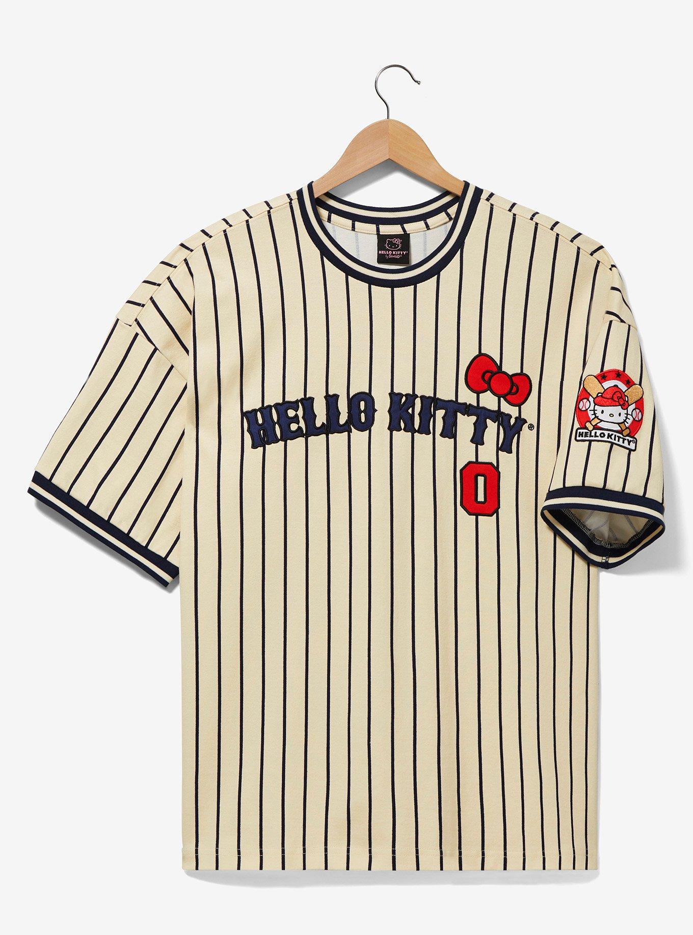 Sanrio Hello Kitty Striped Baseball Jersey - BoxLunch Exclusive, OFF WHITE, hi-res
