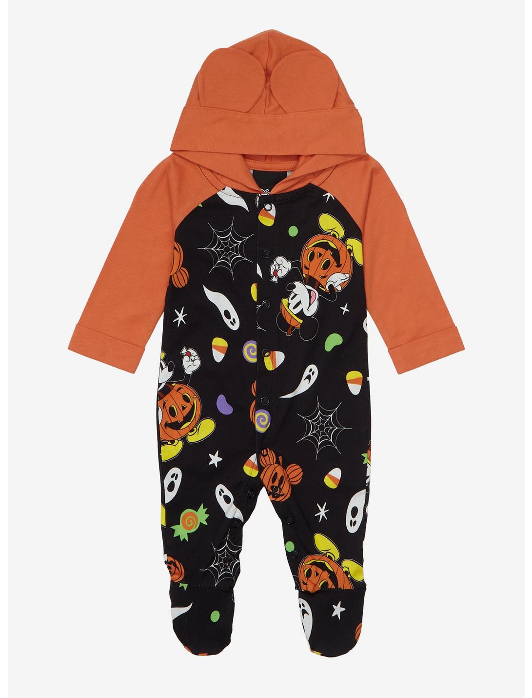 Disney Mickey Mouse Halloween Allover Print Footed Infant One-Piece - BoxLunch Exclusive, MULTI, hi-res