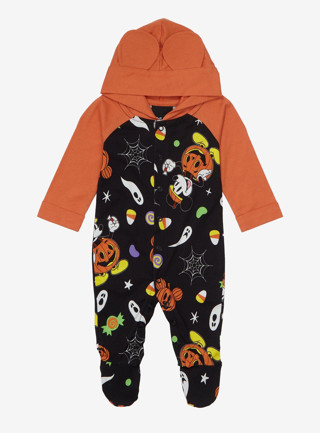 Disney Mickey Mouse Halloween Allover Print Footed Infant One-Piece - BoxLunch Exclusive, , hi-res