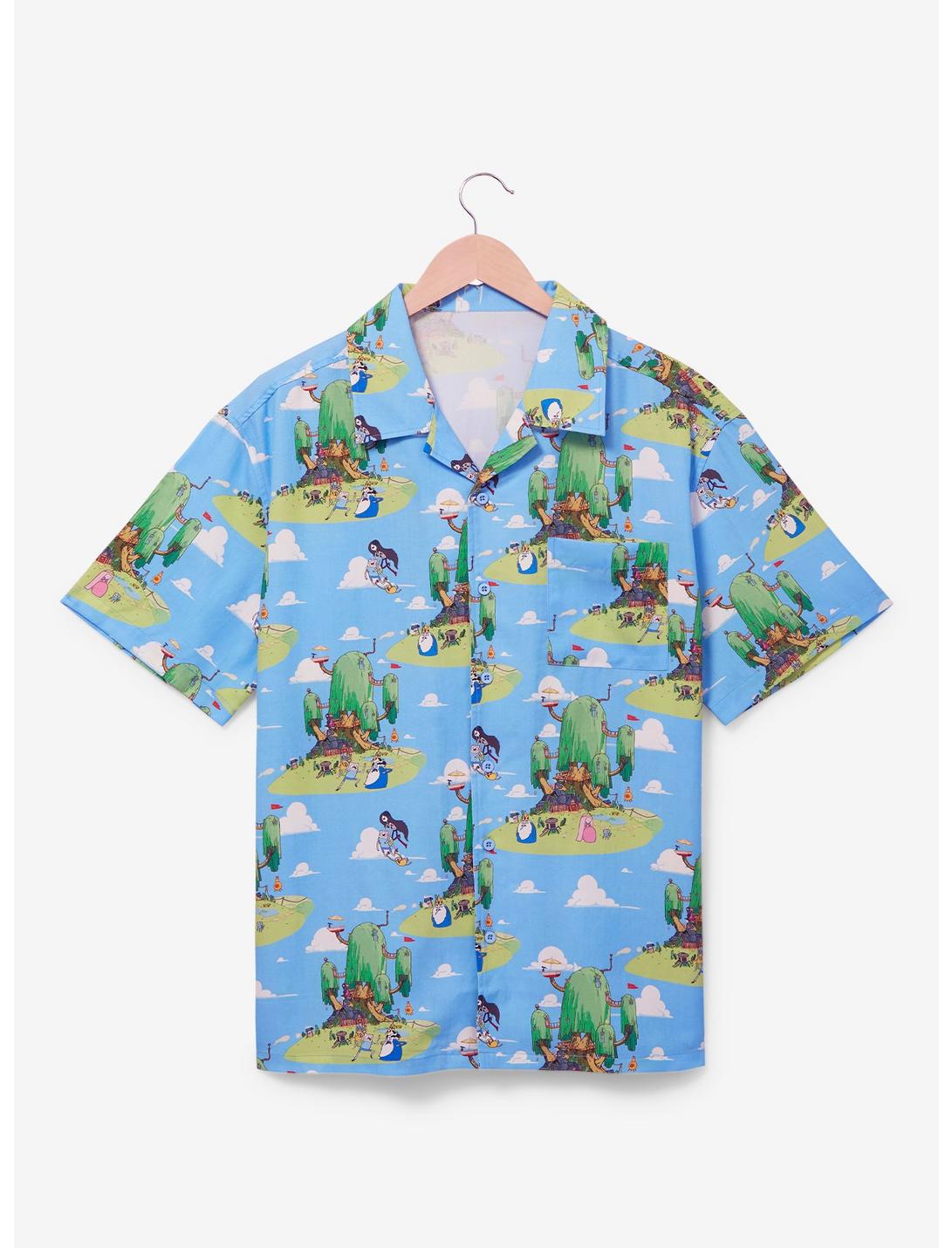 Adventure Time Scenic Allover Print Button-Up - BoxLunch Exclusive, BLUE, hi-res