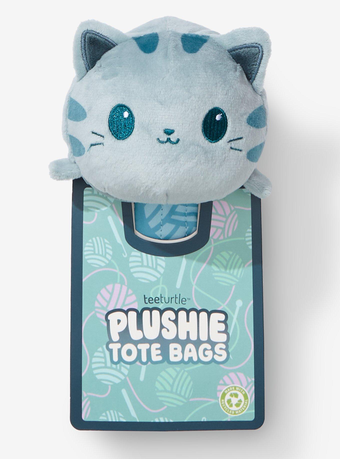 TeeTurtle Gray Cat Plush Reusable Tote Bag, , hi-res