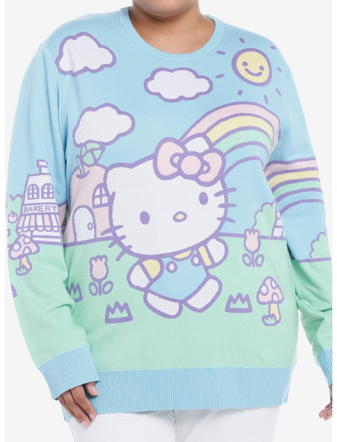 Hello Kitty Jumbo Art Pastel Knit Sweater Plus Size, MULTI, hi-res