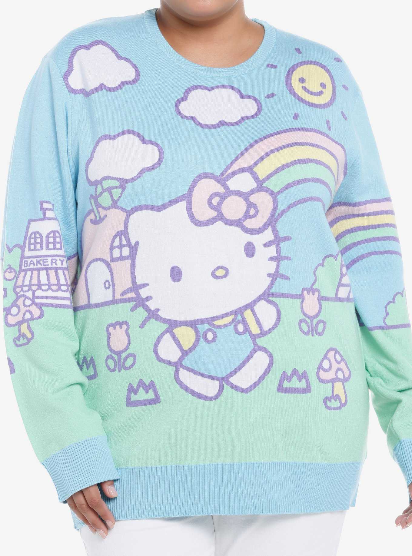 Hello Kitty Jumbo Art Pastel Knit Sweater Plus Size, , hi-res
