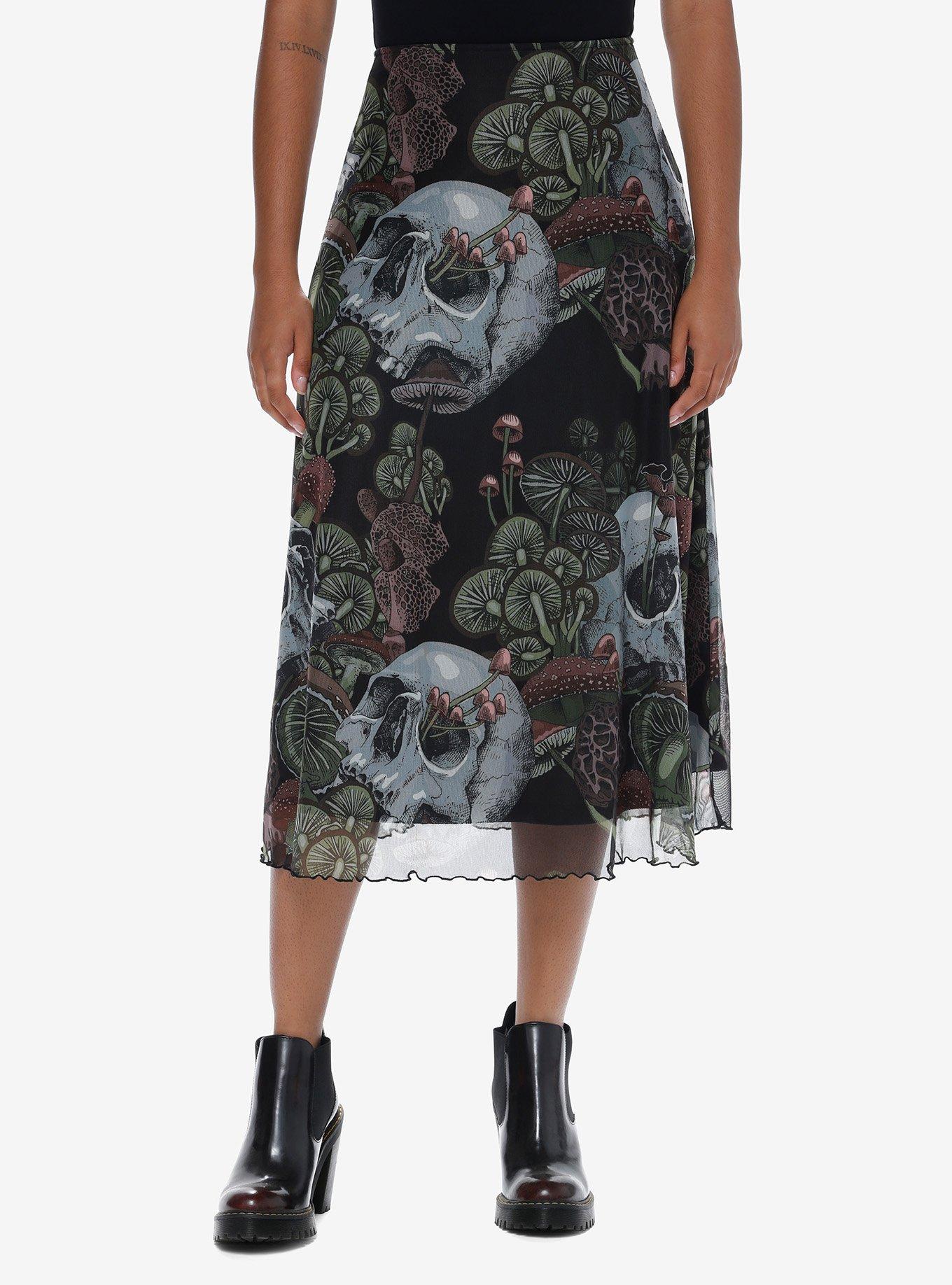 Thorn & Fable Dark Forest Mesh Midi Skirt, MULTI, hi-res