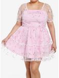 Sweet Society Pink Floral Organza Dress Plus Size, PINK, hi-res