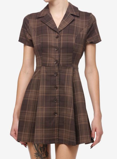 family navy velvet dress & brown gingham button down reviews Vintage Cotton Plaid Pajama Dress | Cozy Loungewear