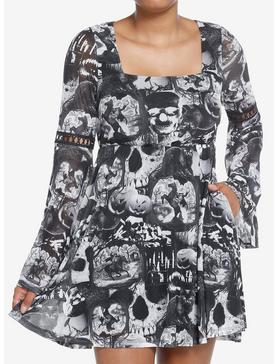 Social Collision Sleepy Hollow Collage Bell Sleeve Dress, , hi-res