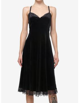 Cosmic Aura Black Velvet Lace Midi Dress, , hi-res