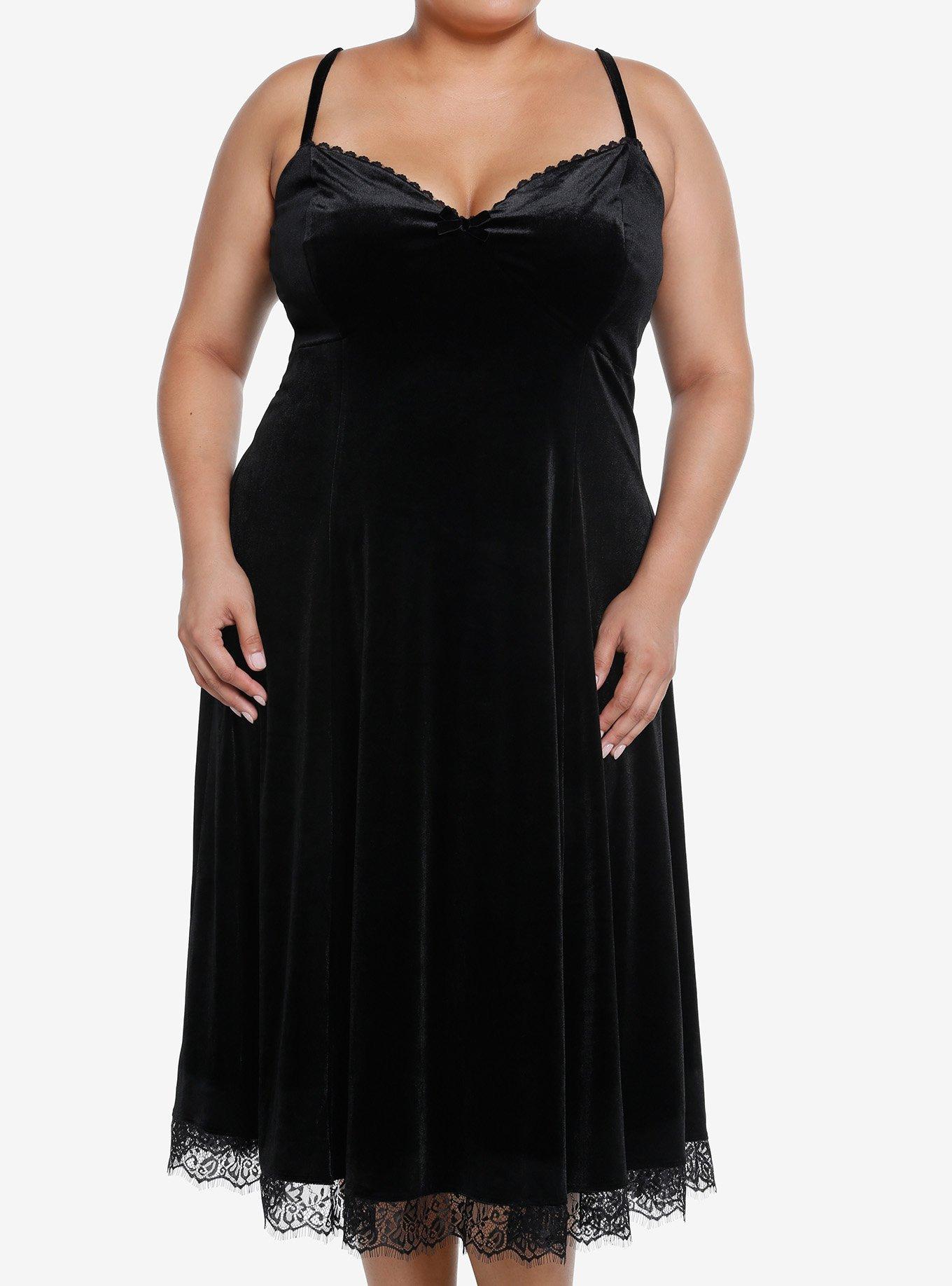 Cosmic Aura Black Velvet Lace Midi Dress Plus Size Hot Topic