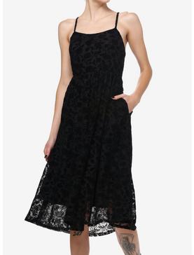 Cosmic Aura Black Rose Flocked Midi Dress, , hi-res