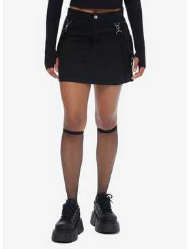 Social Collision Black Cargo Suspender Mini Skirt, , hi-res