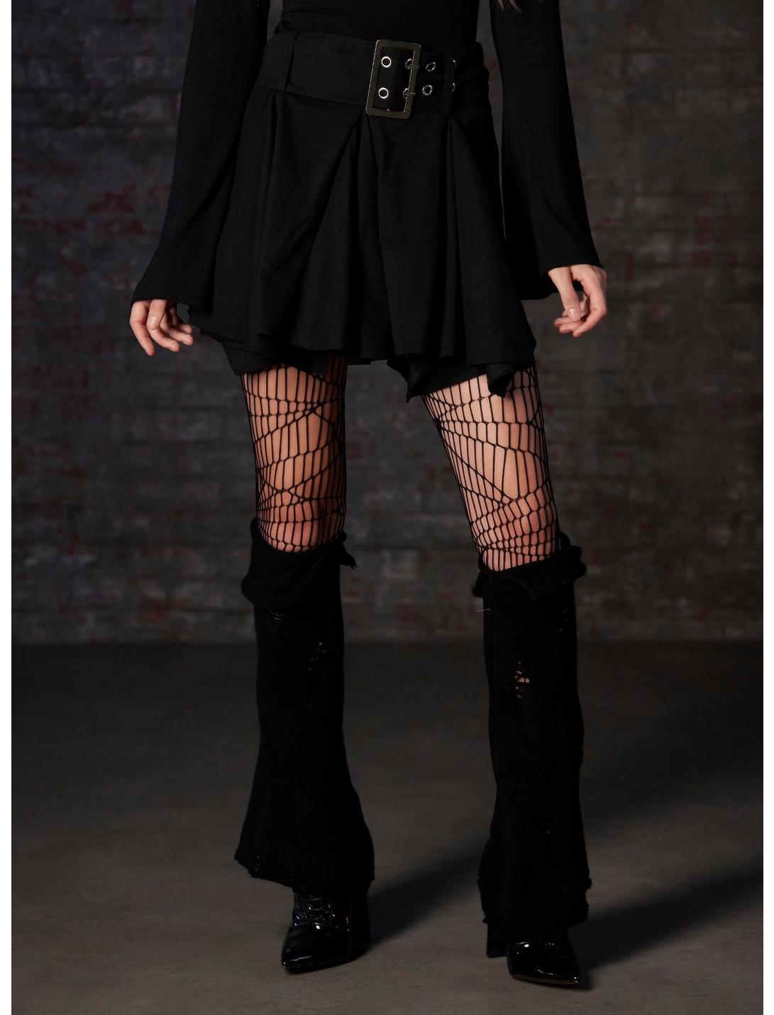 Social Collision Black Godet Skirt With Belt, BLACK, hi-res
