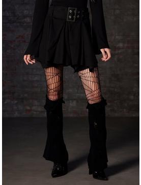 Social Collision Black Godet Skirt With Belt, , hi-res