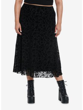Thorn & Fable Flocked Rose Midi Skirt Plus Size, , hi-res