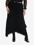 Cosmic Aura Asymmetrical Lace Midi Skirt Plus Size, BLACK, hi-res