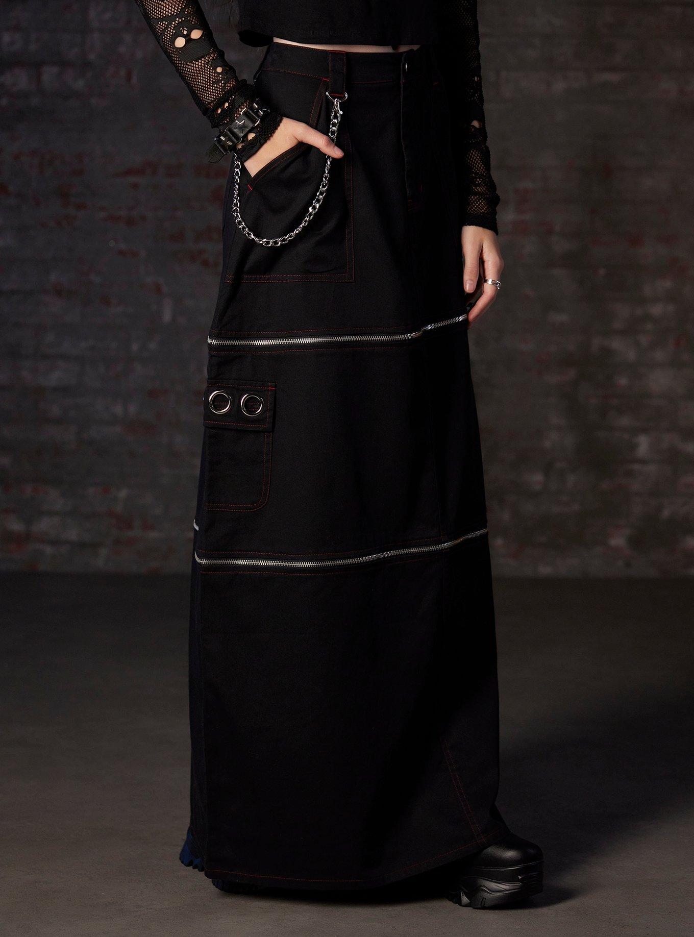 Social Collision Black & Red Contrast Stitch Zip-Off Maxi