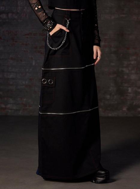 【iiort】Maxi Skirt Black Black Nora Satin Maxi Skirt