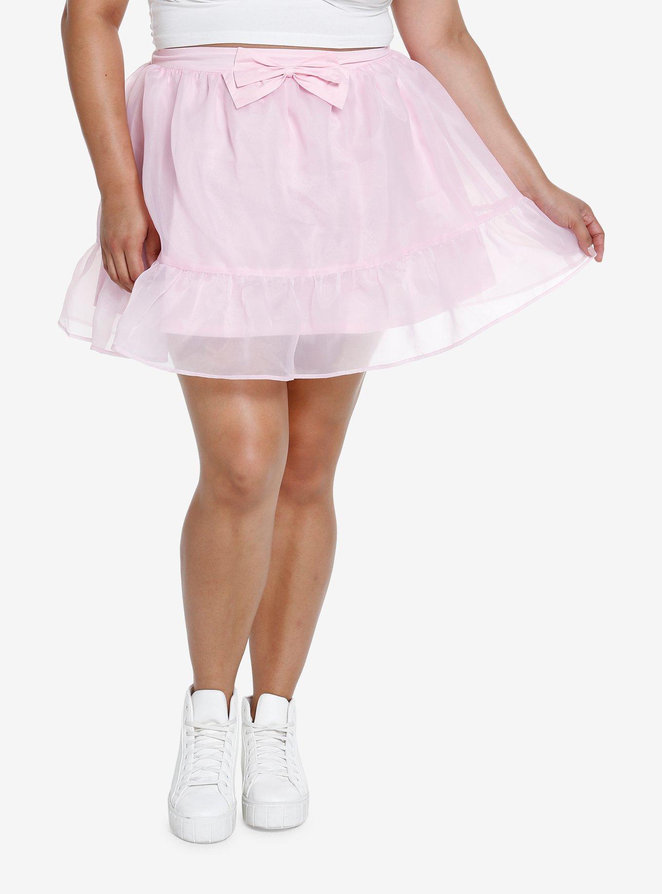 Sweet Society Pink Organza Bow Mini Skirt Plus Size | Hot Topic