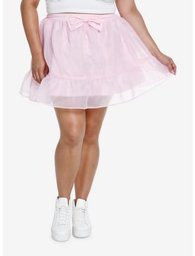 Sweet Society Pink Organza Bow Mini Skirt Plus Size, , hi-res