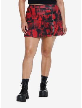 Social Collision Red X-Ray Buckle Skirt Plus Size, , hi-res