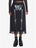 Social Collision Skeleton Anatomy Mesh Midi Skirt, BLACK, hi-res