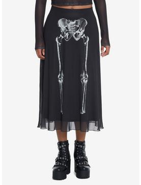 Social Collision Skeleton Anatomy Mesh Midi Skirt, , hi-res