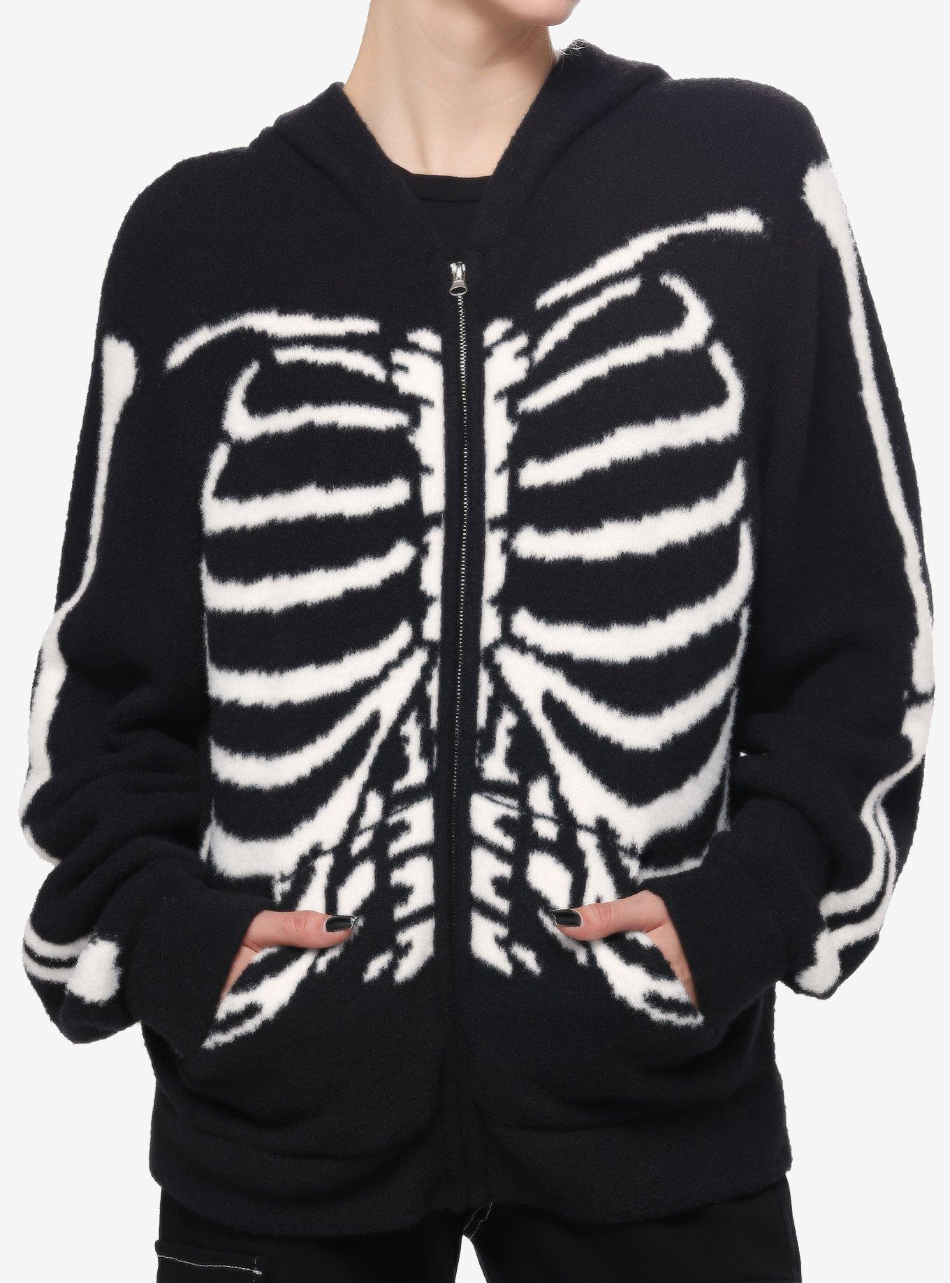 Social Collison Rib Cage Fuzzy Girls Hoodie | Hot Topic