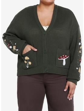 Thorn & Fable Mushroom Embroidered Crop Girls Cardigan Plus Size, , hi-res