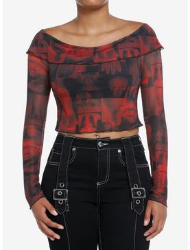 Social Collision X-Ray Girls Off-The-Shoulder Crop Top, , hi-res
