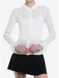 Thorn & Fable White Chiffon Girls Long-Sleeve Woven Button-Up, WHITE, hi-res