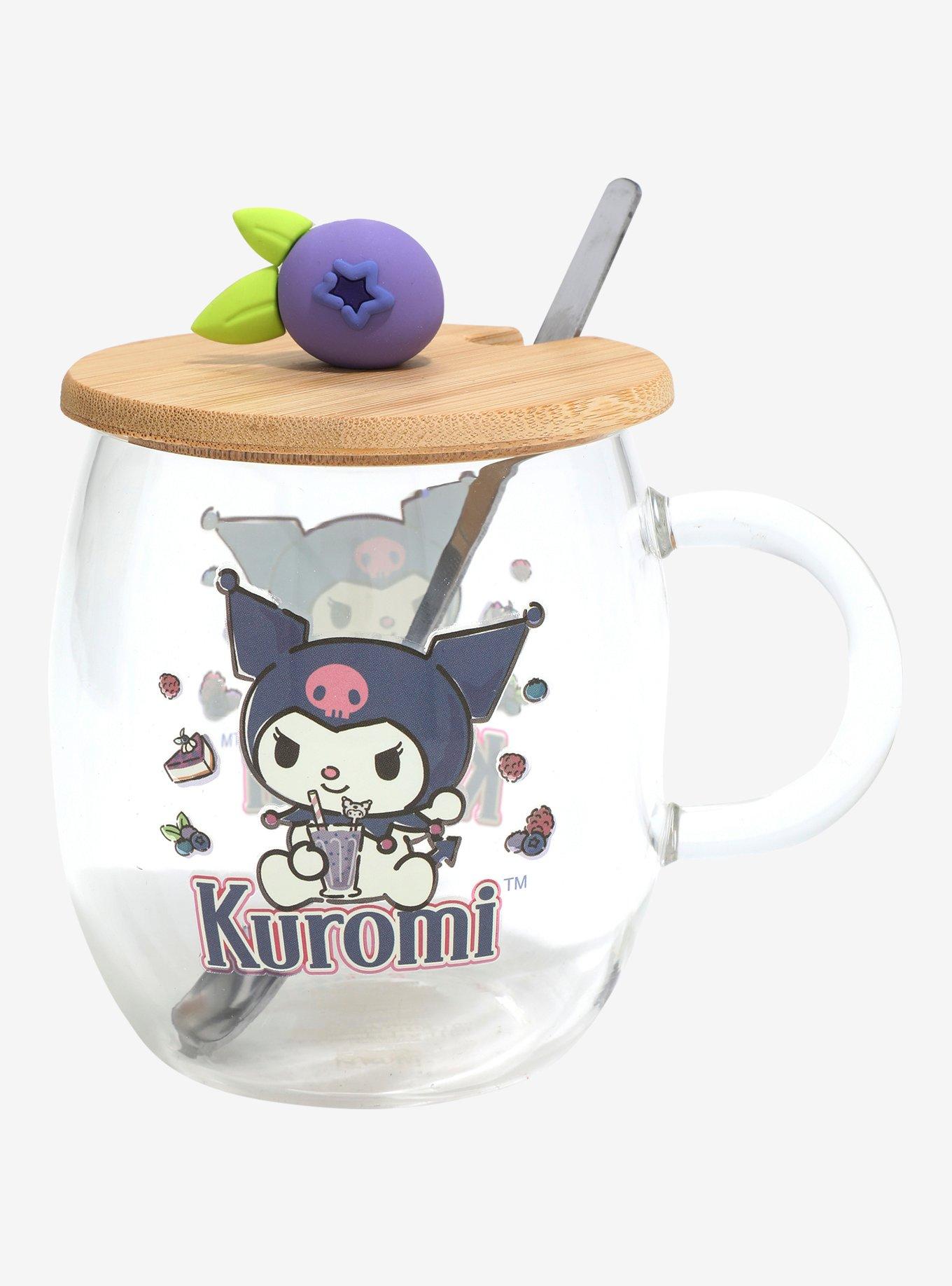 Kuromi Glass Mug With Topper & Spoon, , hi-res