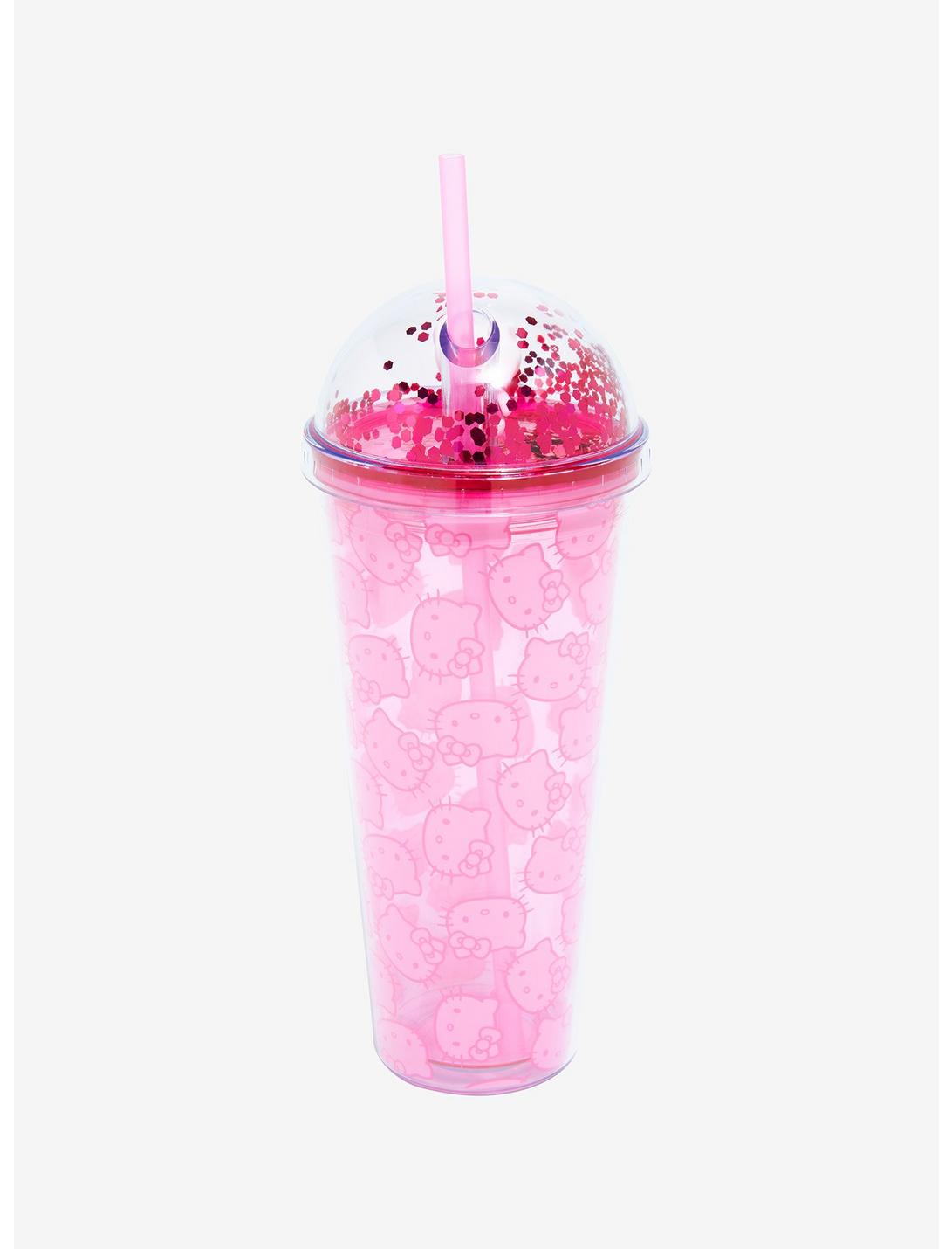 Hello Kitty Glitter Dome Acrylic Travel Cup Hot Topic Exclusive, , hi-res