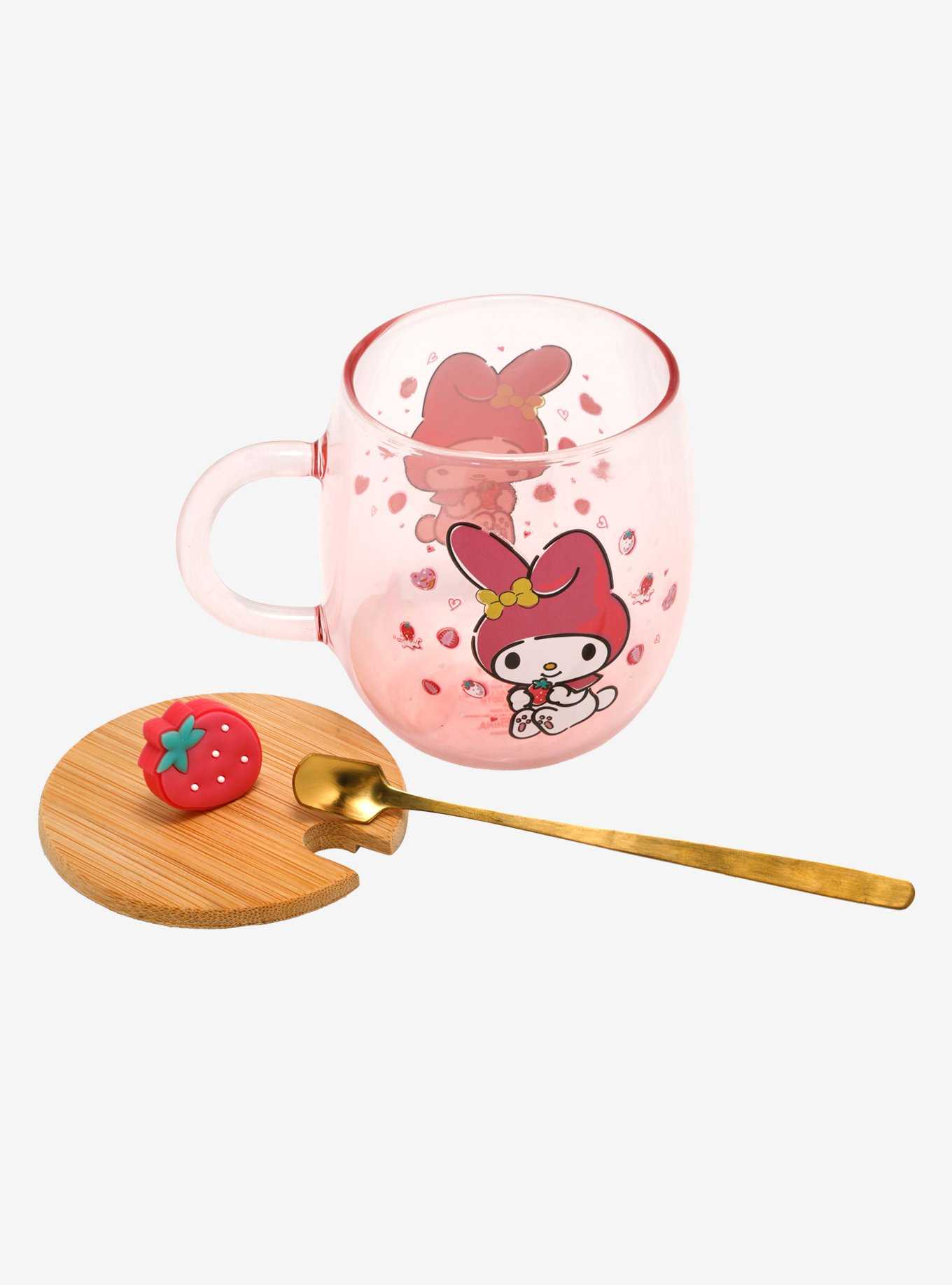 My Melody Glass Mug With Topper & Spoon, , hi-res