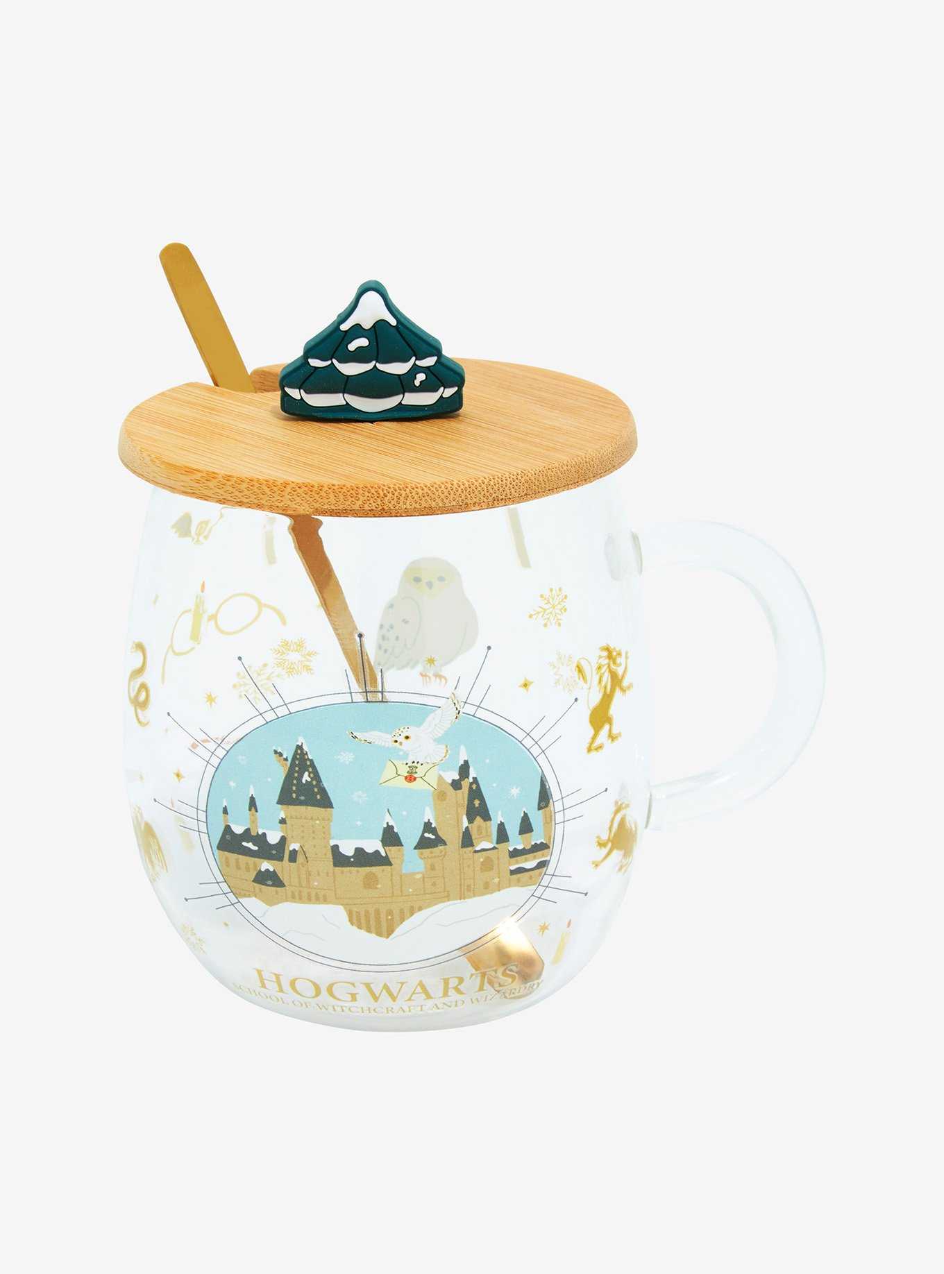 Harry Potter Hogwarts Winter Glass Mug With Topper & Spoon, , hi-res